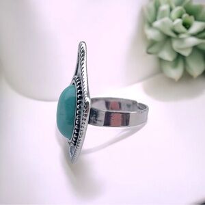 Turquoise Stone Silver Cocktail Ring